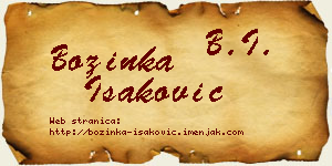 Božinka Isaković vizit kartica